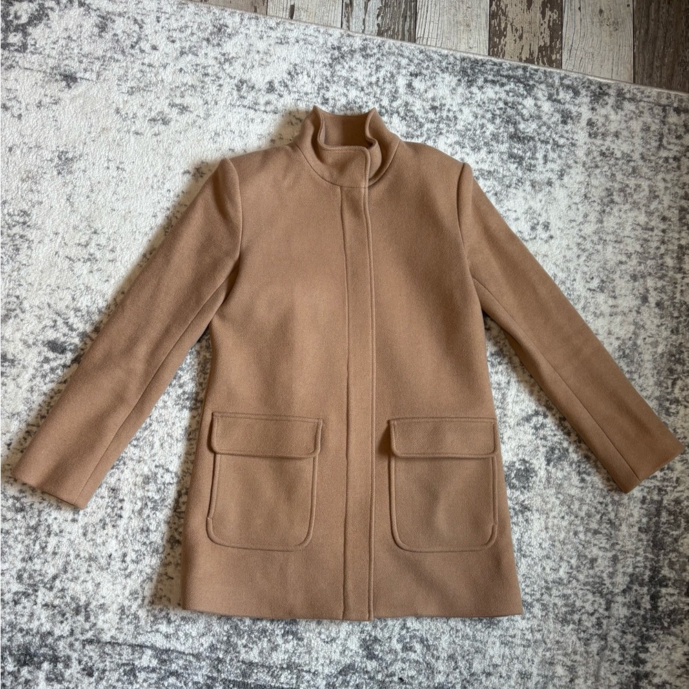Theory Camel Wool Blend Pea Coat size P